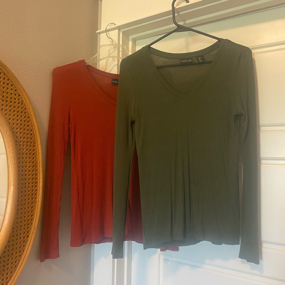 RACHEL ZOE 2-pack Ribbed Long Sleeve Tops